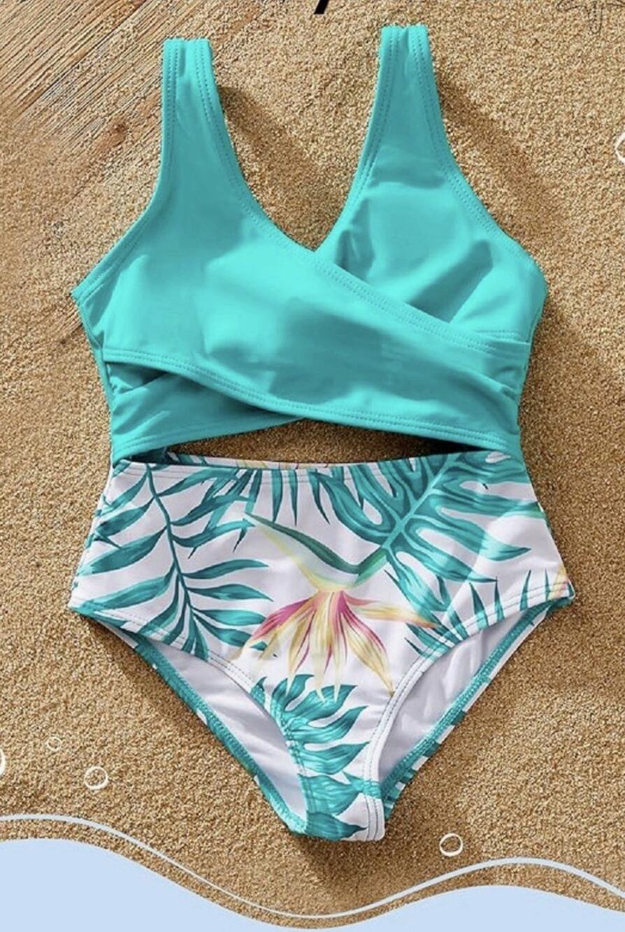 PATPAT Toddy Girls One Piece Swimsuit Monokini Tropical Mint Green 3-4 Yr